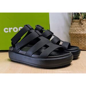 CROCS Black Brooklyn Luxe Gladiator Sandals Women's Size 7 NIB
